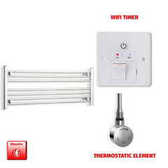 Thermostatic Element + Wifi Timer 1000 x 400 Flat Chrome Pre-Filled Electric Heated Towel Rail