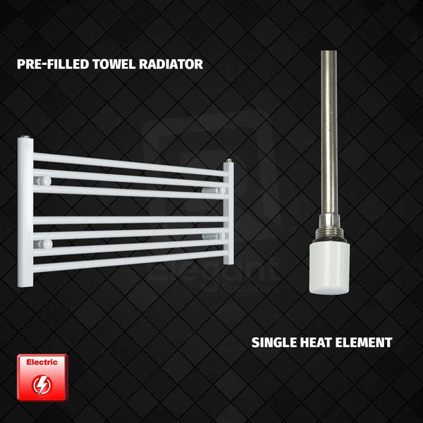 Single Heat Element 1000 x 400 Flat White Pre-Filled Electric Heated Towel Rail
