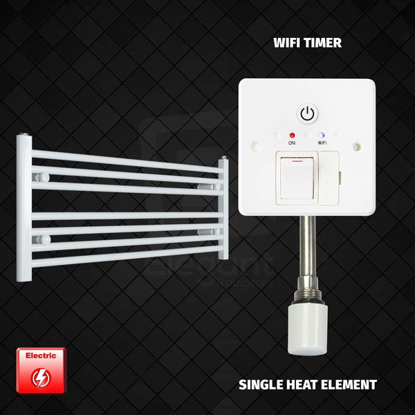 Single Heat Element + Wifi Timer 1000 x 400 Flat White Pre-Filled Electric Heated Towel Rail