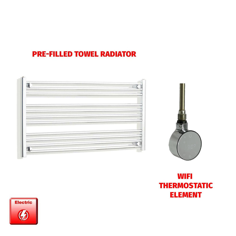 ER-Wifi Thermostatic 1000 x 600 Flat Chrome Pre-Filled Electric Heated Towel Rail