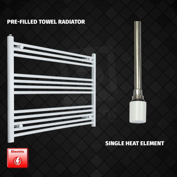 Single Heat Element 1000 x 700 Flat White Pre-Filled Electric Heated Towel Rail