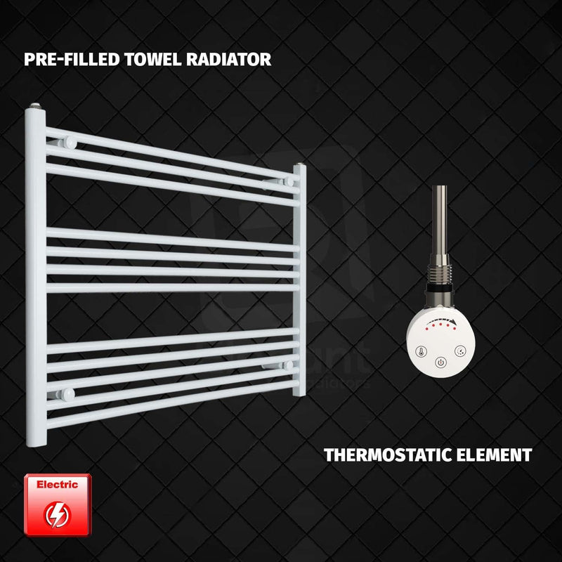 Thermostatic Element 1000 x 700 Flat White Pre-Filled Electric Heated Towel Rail
