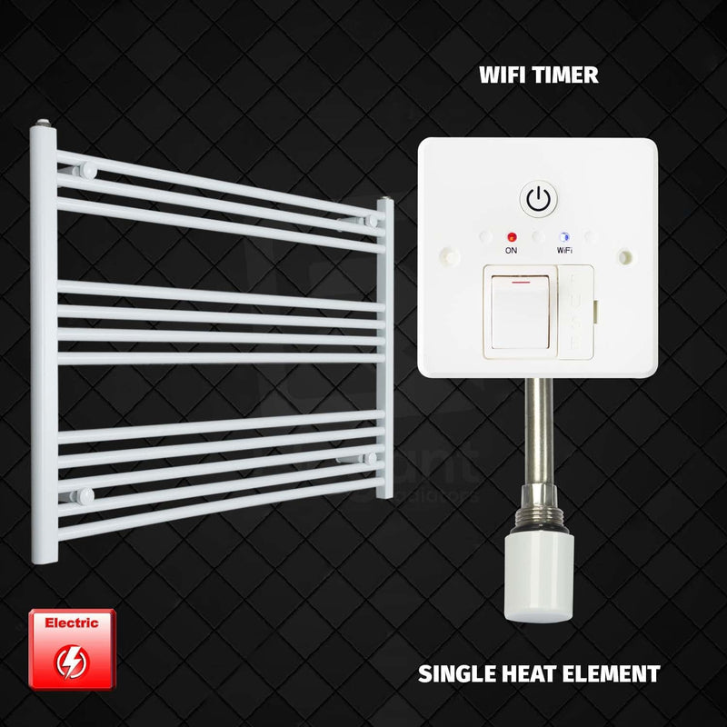 Single Heat Element + Wifi Timer 1000 x 700 Flat White Pre-Filled Electric Heated Towel Rail