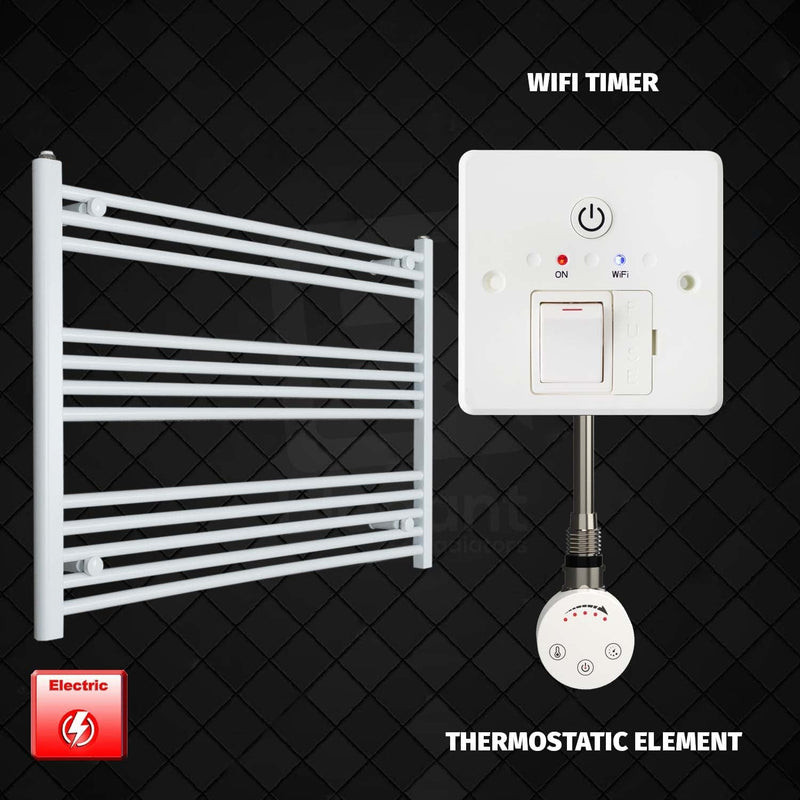 Thermostatic Element + Wifi Timer 1000 x 700 Flat White Pre-Filled Electric Heated Towel Rail
