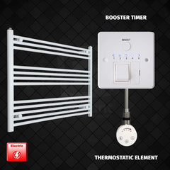Thermostatic Element + Booster Timer 1000 x 700 Flat White Pre-Filled Electric Heated Towel Rail