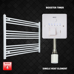 Single Heat Element + Booster Timer 1000 x 700 Flat White Pre-Filled Electric Heated Towel Rail