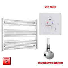 Thermostatic Element + Wifi Timer 1000 x 800 Flat Chrome Pre-Filled Electric Heated Towel Rail