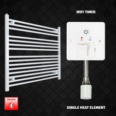 Single Heat Element + Wifi Timer 1000 x 800 Flat White Pre-Filled Electric Heated Towel Rail