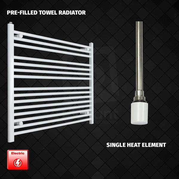 Single Heat Element 1000 x 800 Flat White Pre-Filled Electric Heated Towel Rail