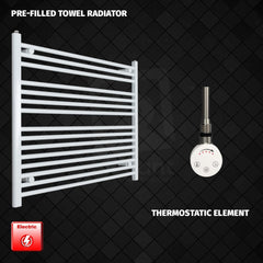 Thermostatic Element 1000 x 800 Flat White Pre-Filled Electric Heated Towel Rail