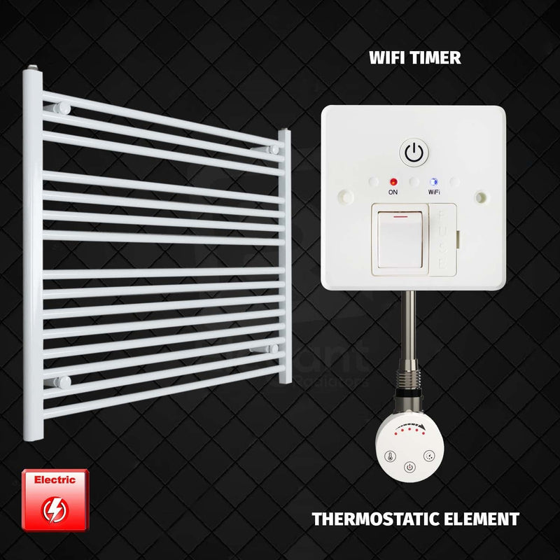 Thermostatic Element + Wifi Timer 1000 x 800 Flat White Pre-Filled Electric Heated Towel Rail