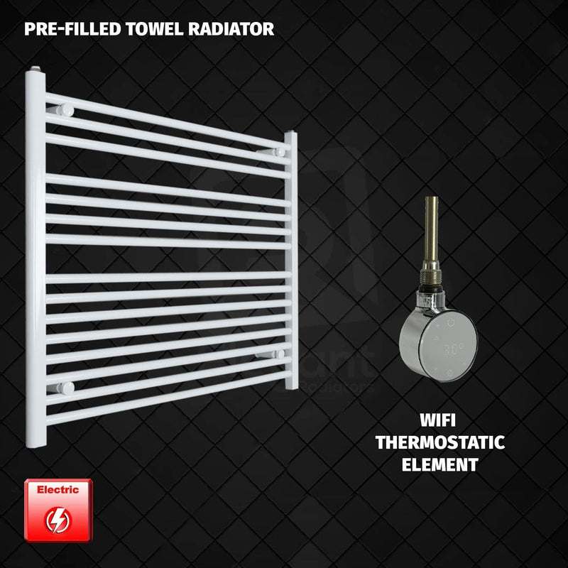 ER-Wifi Thermostatic 1000 x 800 Flat White Pre-Filled Electric Heated Towel Rail