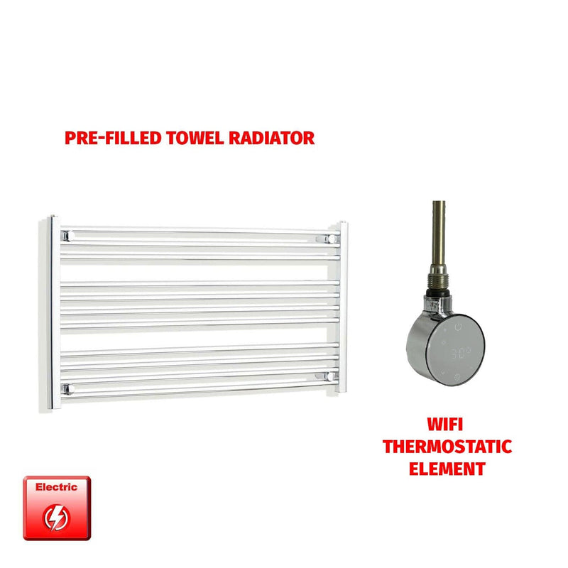 ER-Wifi Thermostatic 1200 x 600 Flat Chrome Pre-Filled Electric Heated Towel Rail