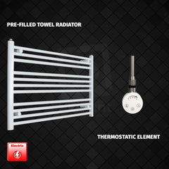 Thermostatic Element 1200 x 600 Flat White Pre-Filled Electric Heated Towel Rail