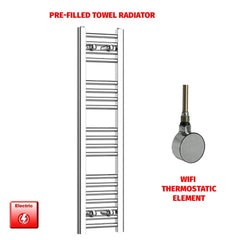 ER-Wifi Thermostatic 200 x 1000mm Flat Chrome Pre-Filled Electric Towel Radiator