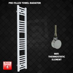 ER-Wifi Thermostatic 200 x 1200 Flat White Pre-Filled Electric Towel Radiator