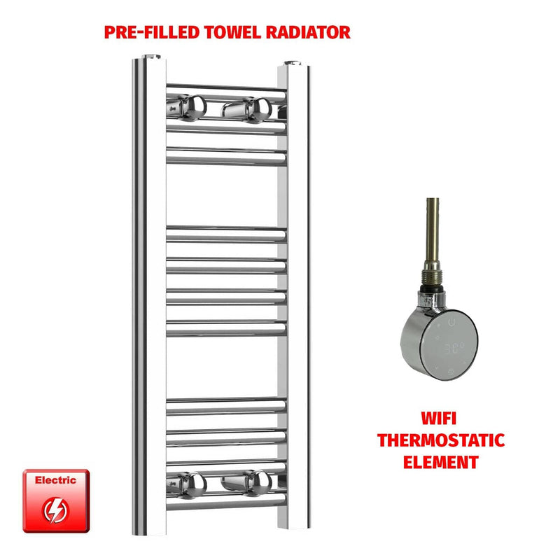ER-Wifi Thermostatic 200 x 600 Flat Chrome Pre-Filled Electric Heated Towel Rail