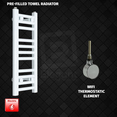 ER-Wifi Thermostatic 200 x 600mm Flat White Pre-Filled Electric Heated Towel Rail