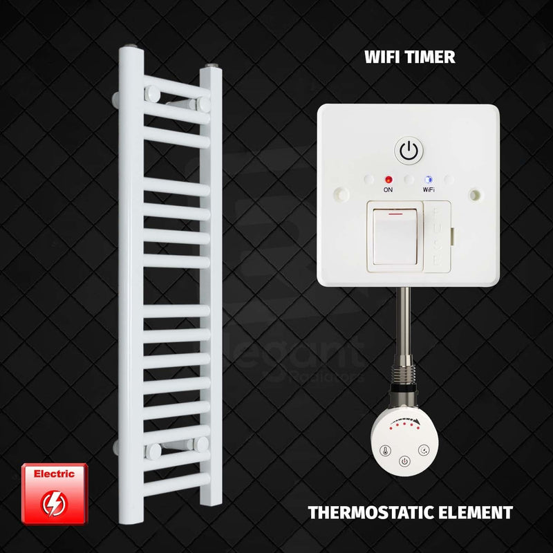 Thermostatic Element + Wifi Timer 200 x 800 Flat White Pre-Filled Electric Towel Rail HTR