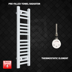 Thermostatic Element 200 x 800 Flat White Pre-Filled Electric Towel Rail HTR