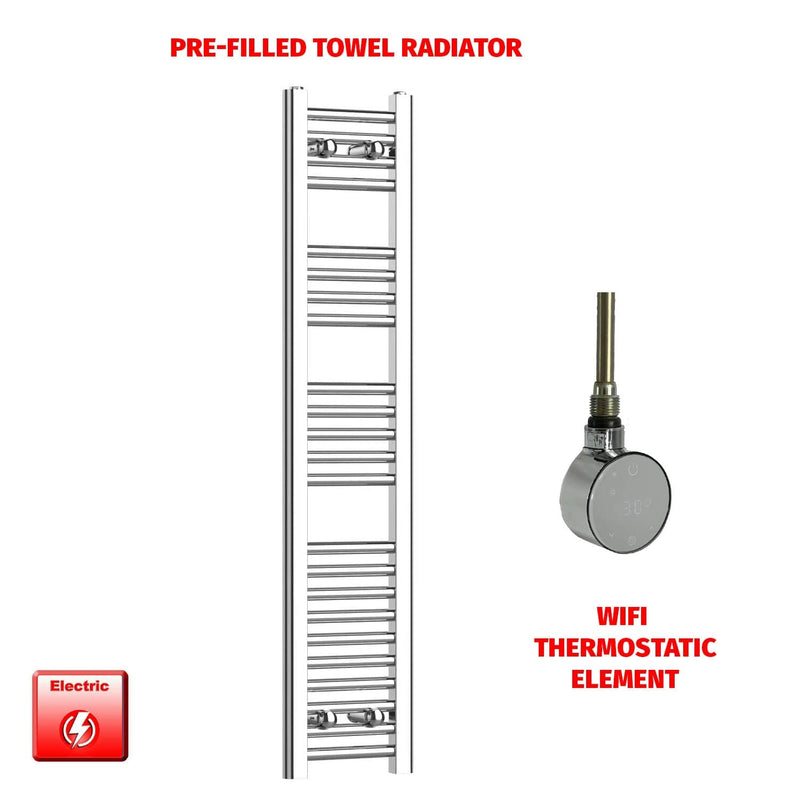 ER-Wifi Thermostatic 250 x 1200 Flat Chrome Pre-Filled Electric Towel Radiator