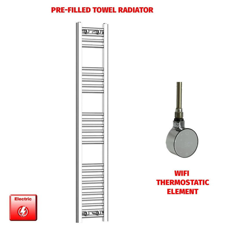 ER-Wifi Thermostatic 250 x 1400 Flat Chrome Pre-Filled Electric Towel Radiator