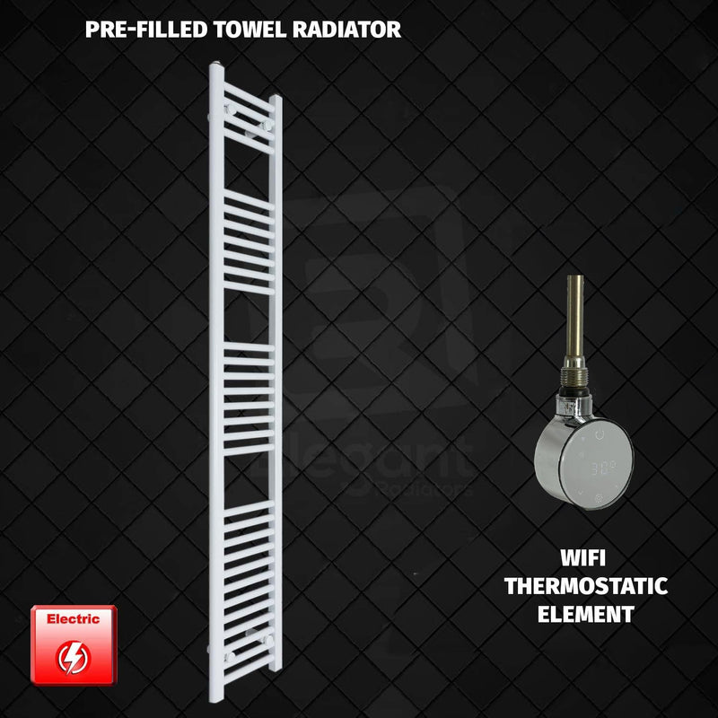 ER-Wifi Thermostatic 250 x 1800 Flat White Pre-Filled Electric Towel Radiator