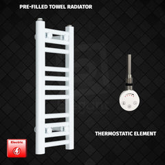 Thermostatic Element 250 x 600mm Flat White Pre-Filled Electric Towel Radiator