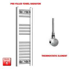 Thermostatic Element 250 x 800mm Flat Chrome PreFilled Electric Heated Towel Rail