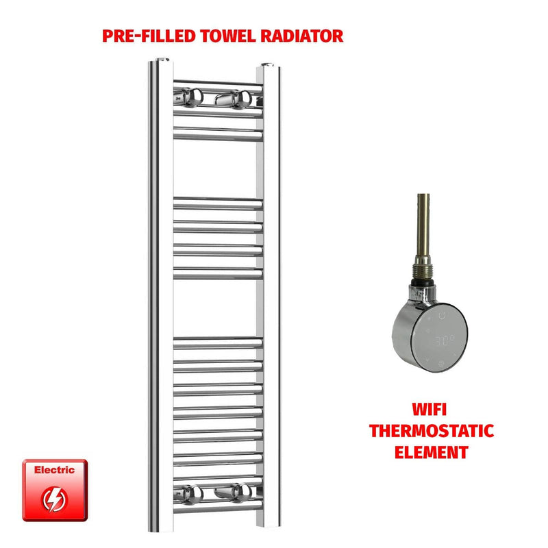 ER-Wifi Thermostatic 250 x 800mm Flat Chrome PreFilled Electric Heated Towel Rail