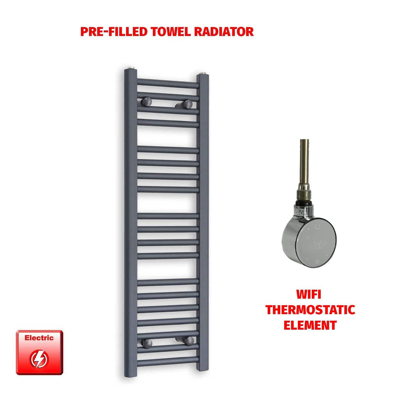 ER-Wifi Thermostatic 300 x 1000 Flat Anthracite Pre-Filled Electric Towel Rail