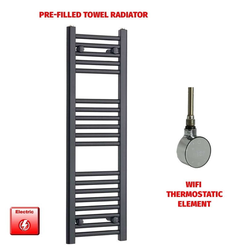 ER-Wifi Thermostatic 300 x 1000 Flat Black Pre-Filled Electric Towel Radiator