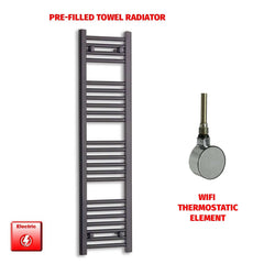 ER-Wifi Thermostatic 300 x 1200 Flat Black Pre-Filled Electric Towel Radiator