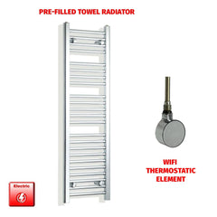 ER-Wifi Thermostatic 300 x 1200mm Flat Chrome Pre-Filled Electric Towel Rail