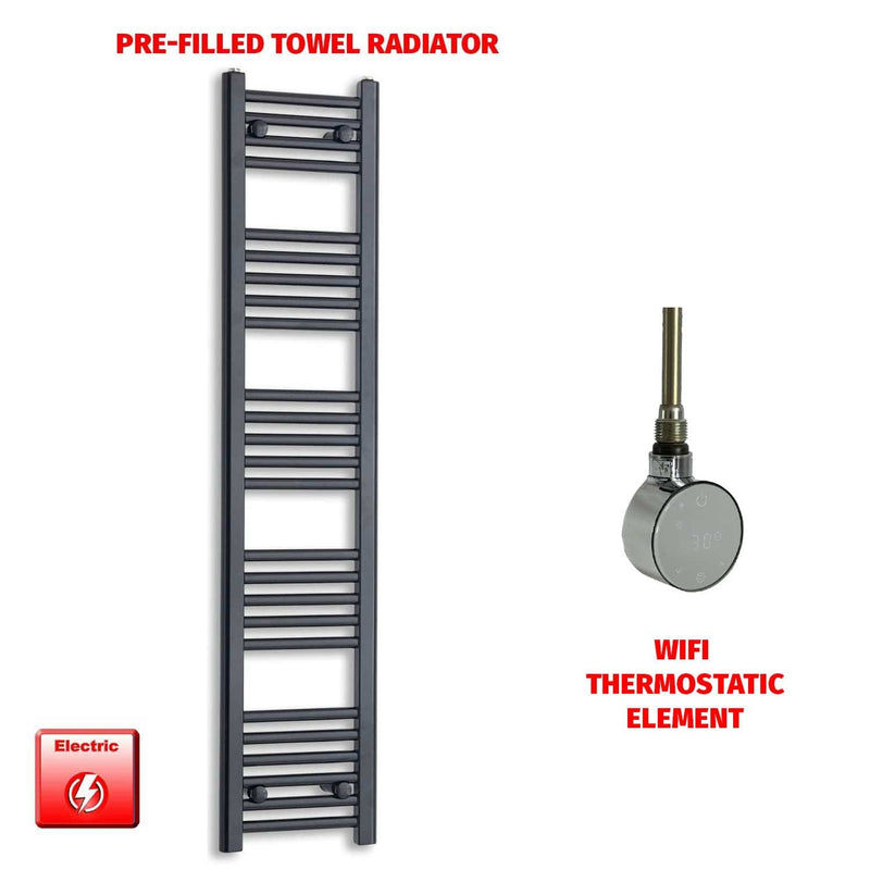 ER-Wifi Thermostatic 300 x 1400 Flat Black Pre-Filled Electric Towel Radiator HTR