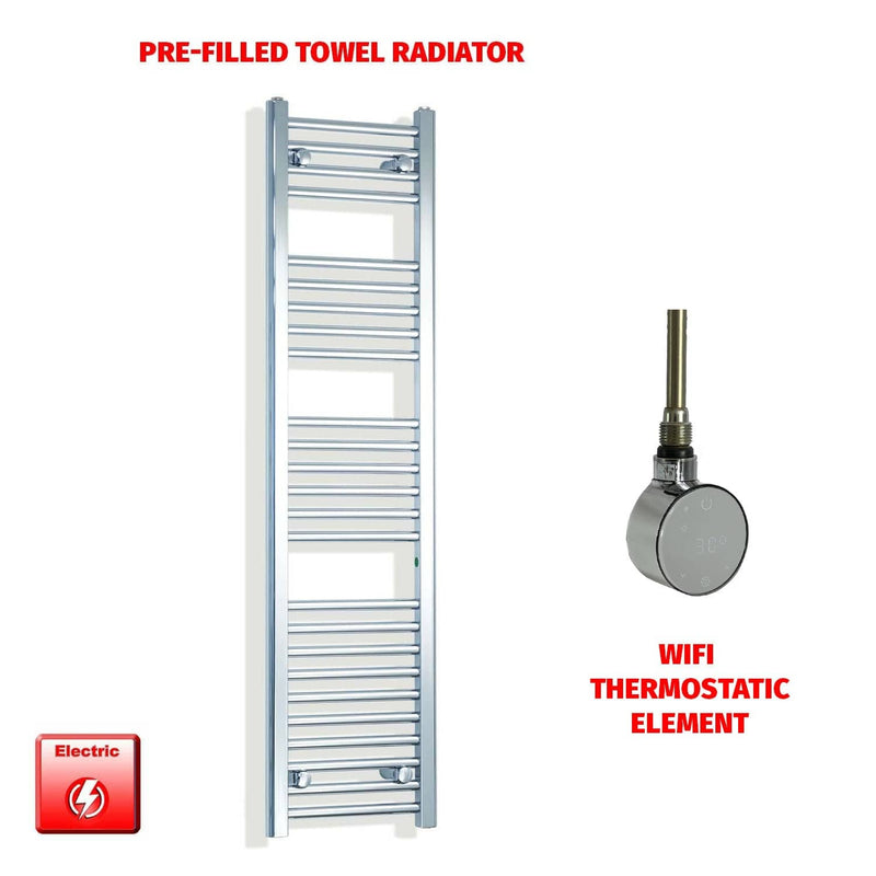 ER-Wifi Thermostatic 300 x 1400 Flat Chrome Pre-Filled Electric Towel Radiator