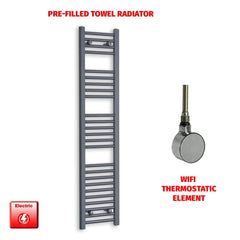 ER-Wifi Thermostatic 300 x 1400mm Flat Anthracite Pre-Filled Electric Towel Rail
