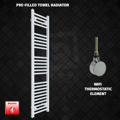 ER-Wifi Thermostatic 300 x 1400mm Flat White Pre-Filled Electric Towel Radiator