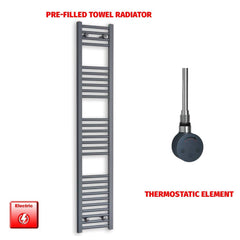 Thermostatic Element 300 x 1600 Flat Anthracite Pre-Filled Electric Towel Rail
