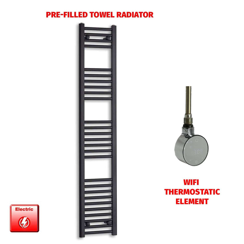 ER-Wifi Thermostatic 300 x 1600 Flat Black Pre-Filled Electric Towel Radiator