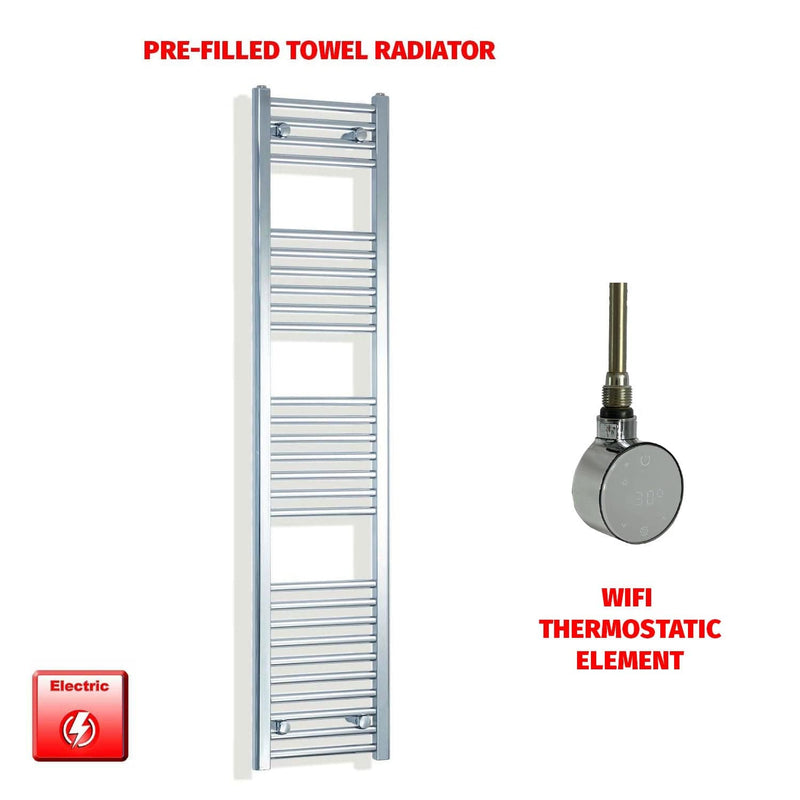 ER-Wifi Thermostatic 300 x 1600 Flat Chrome Pre-Filled Electric Heated Towel Rail