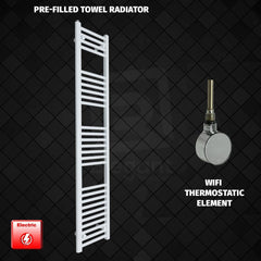 ER-Wifi Thermostatic 300 x 1600 Flat White Pre-Filled Electric Heated Towel Rail