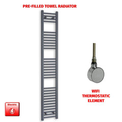 ER-Wifi Thermostatic 300 x 1800 Flat Anthracite Pre-Filled Electric Towel Rail