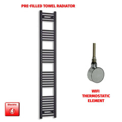 ER-Wifi Thermostatic 300 x 1800 Flat Black Pre-Filled Electric Towel Radiator