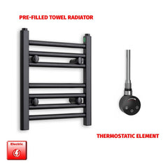 Thermostatic Element 300 x 400mm Flat Black Pre-Filled Electric Towel Radiator