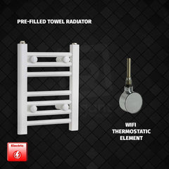 ER-Wifi Thermostatic 300 x 400mm Flat White Pre-Filled Electric Towel Radiator