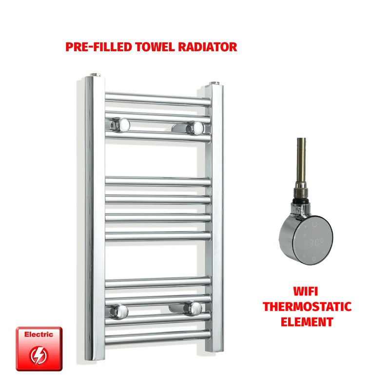 ER-Wifi Thermostatic 300 x 600 Flat Chrome Pre-Filled Electric Heated Towel Rail