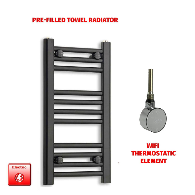 ER-Wifi Thermostatic 300 x 600mm Flat Black Pre-Filled Electric Towel Radiator
