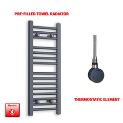 Thermostatic Element 300 x 800 Flat Anthracite Pre-Filled Electric Towel Radiator