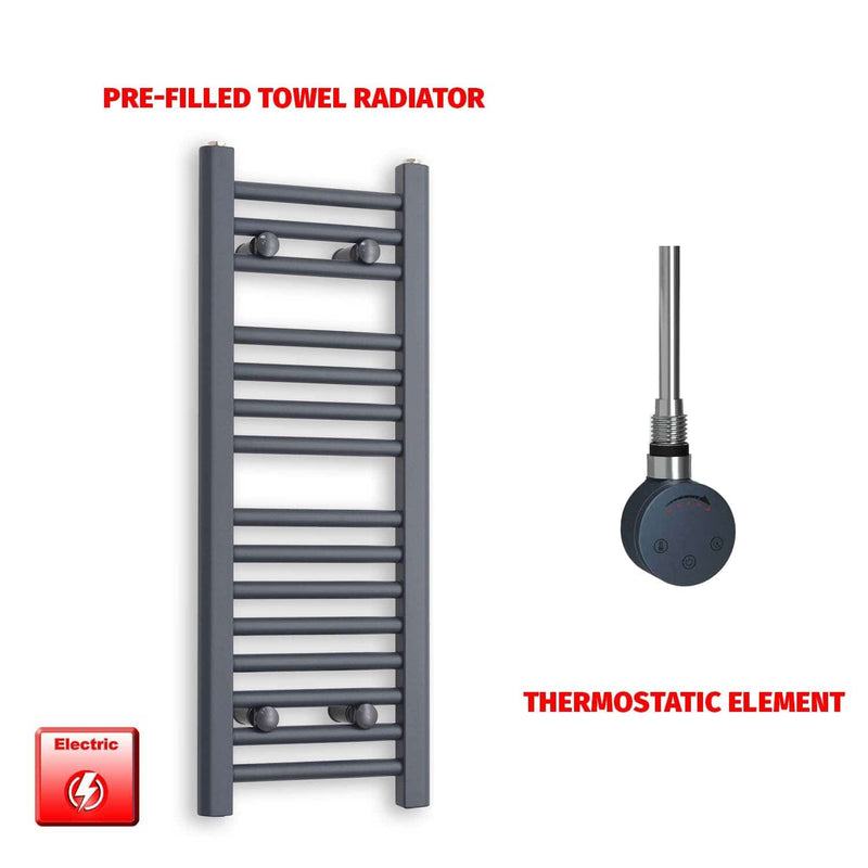 Thermostatic Element 300 x 800 Flat Anthracite Pre-Filled Electric Towel Radiator